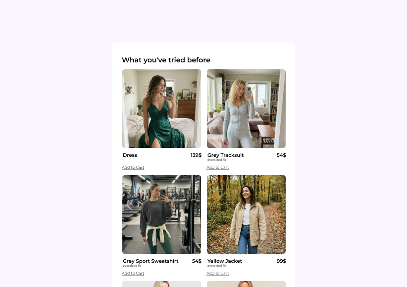 Personalized fitting history